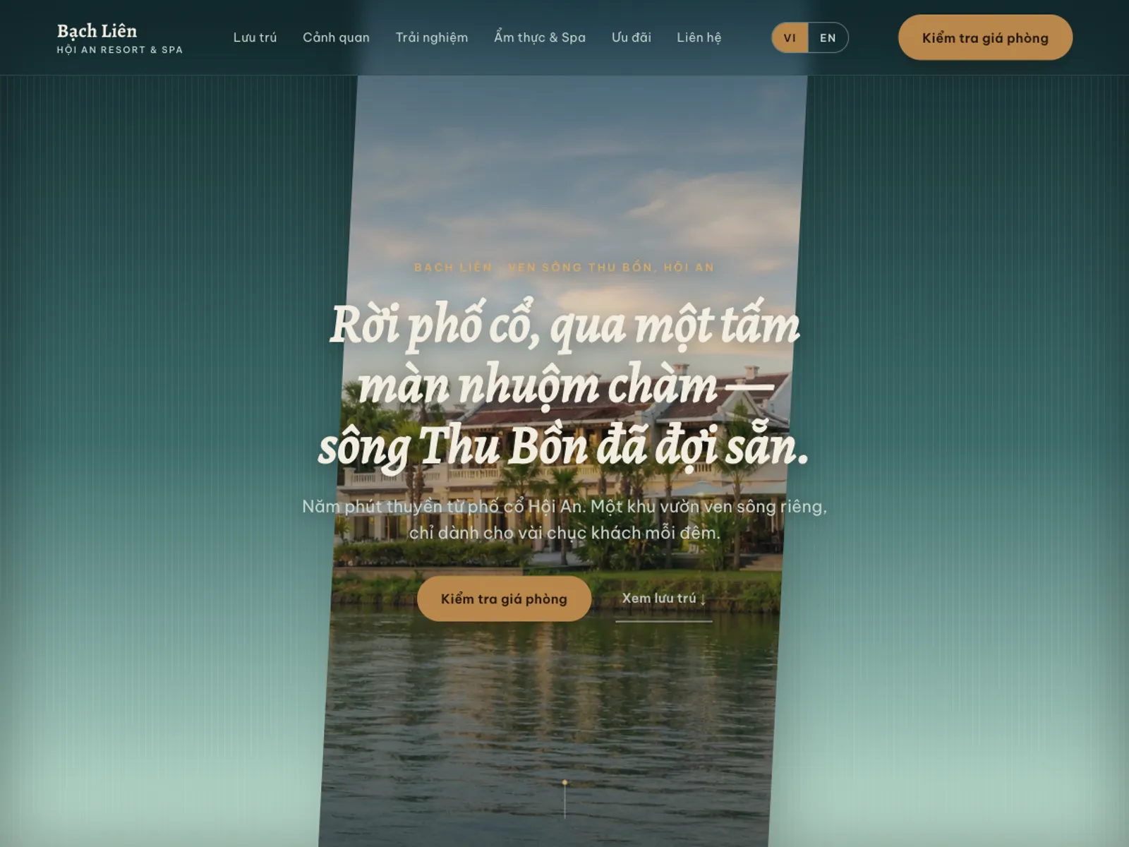 Resort ven sông cạnh phố cổ — Hành trình thuyền theo mốc thời gian