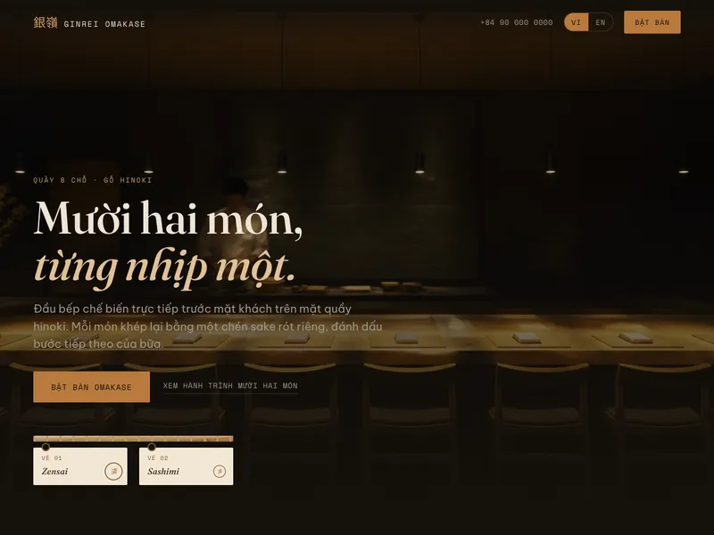 Nhà hàng Nhật Omakase — Vé từng món theo hành trình
