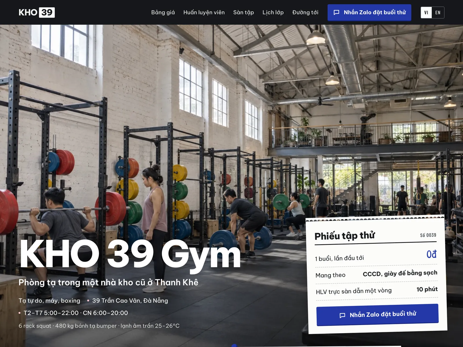 Phòng gym — Phiếu thu ba liên trên sàn kho