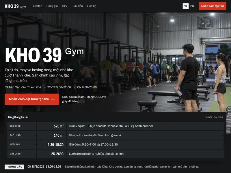 Phòng gym — Bảng giờ lật chữ trong nhà kho