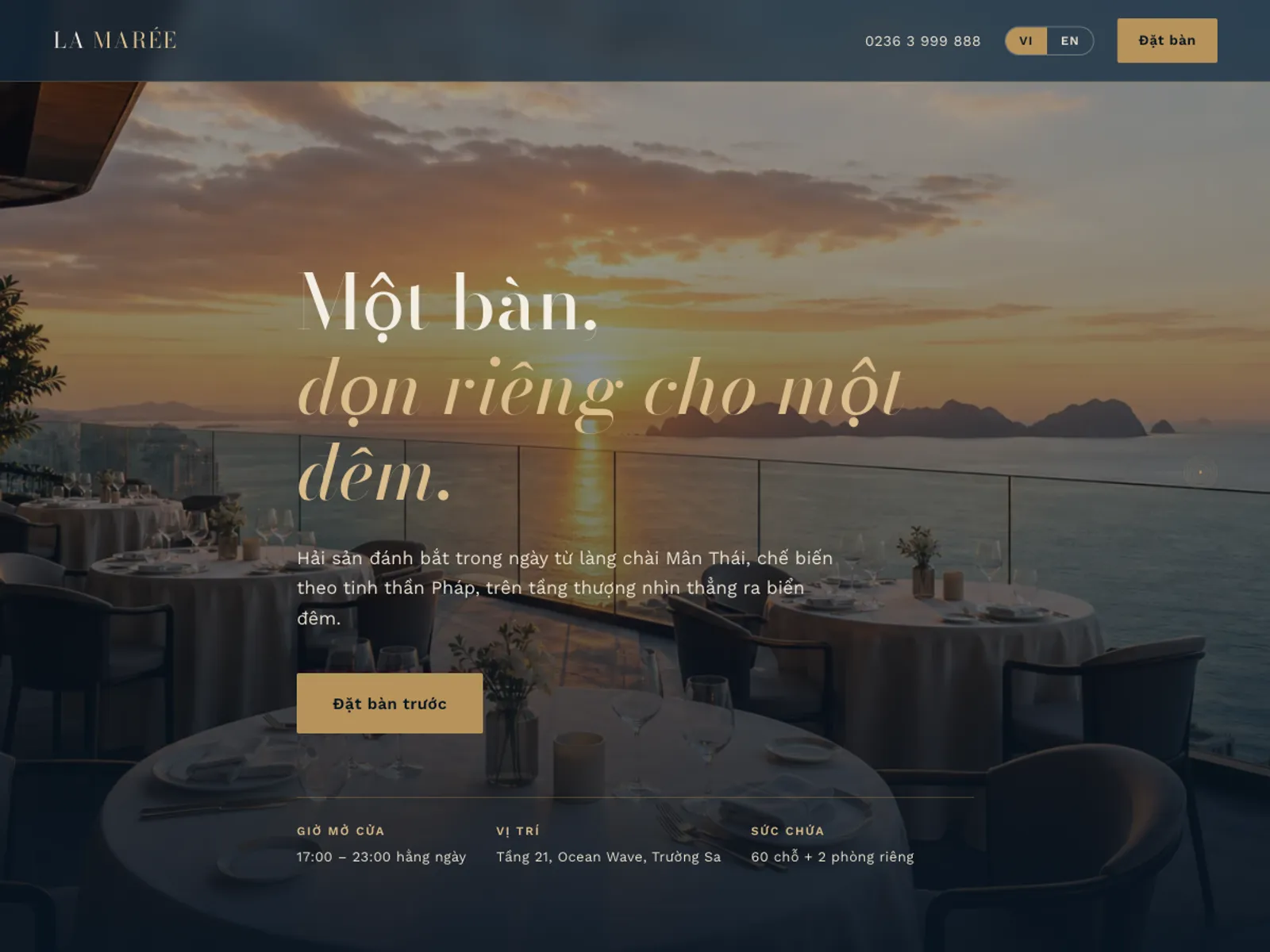 Nhà hàng hải sản cao cấp — Ảnh lớn, thơ, view biển đêm