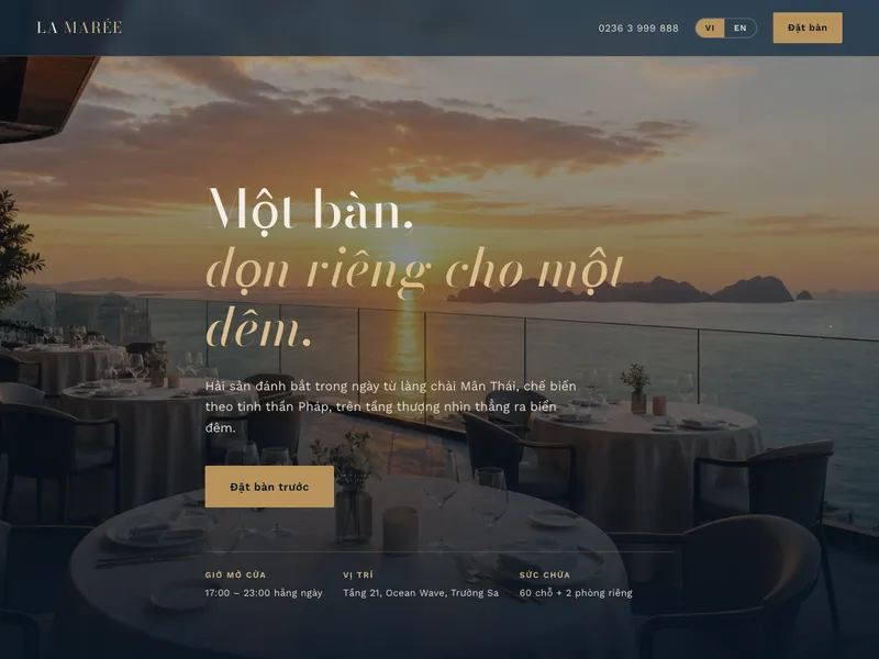 Nhà hàng hải sản cao cấp — Ảnh lớn, thơ, view biển đêm