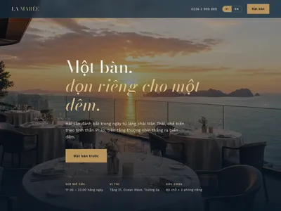 Nhà hàng hải sản cao cấp — Ảnh lớn, thơ, view biển đêm