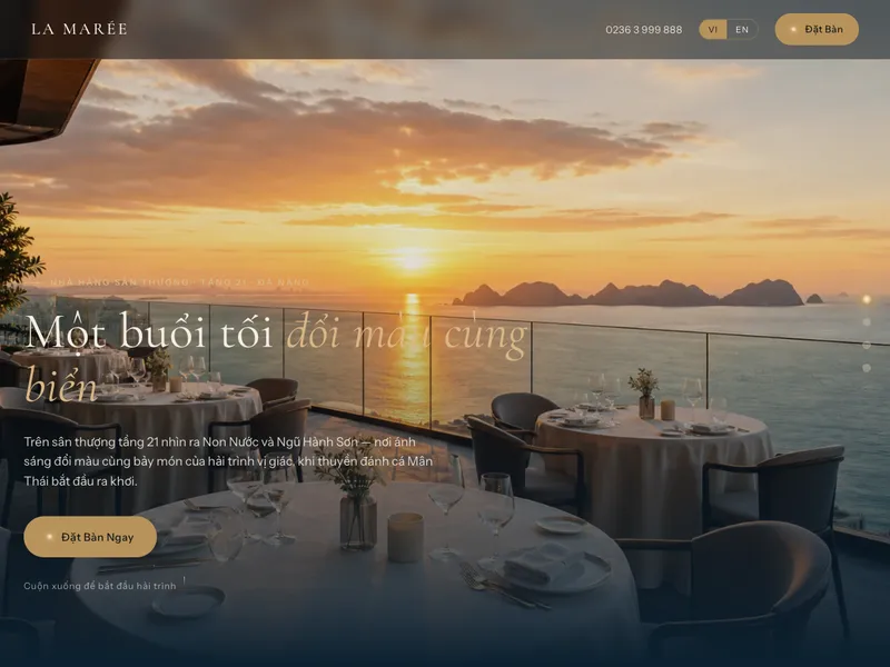 Nhà hàng hải sản cao cấp — Cuộn trang đổi sắc theo hoàng hôn