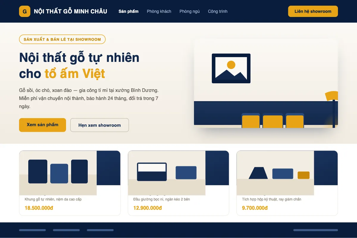 Website giới thiệu Nội thất Gỗ Minh Châu