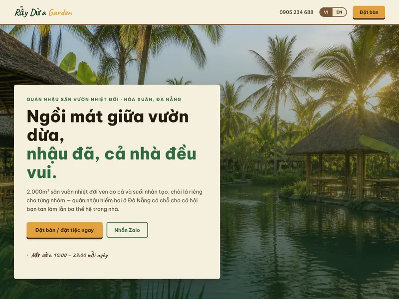 Quán nhậu sân vườn nhiệt đới — Ảnh ban ngày, giọng văn vần điệu