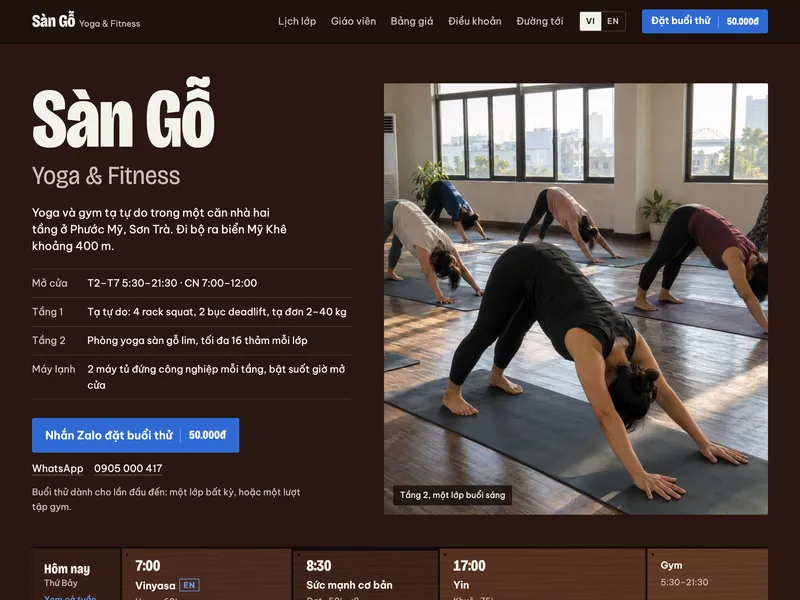 Phòng yoga & fitness — Lịch tuần lát ván gỗ lim