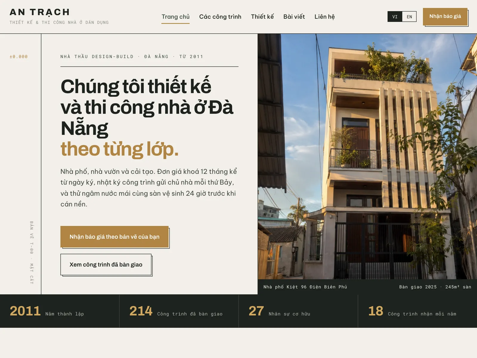Nhà thầu xây nhà dân dụng — Bản vẽ mặt cắt cấu tạo theo từng lớp