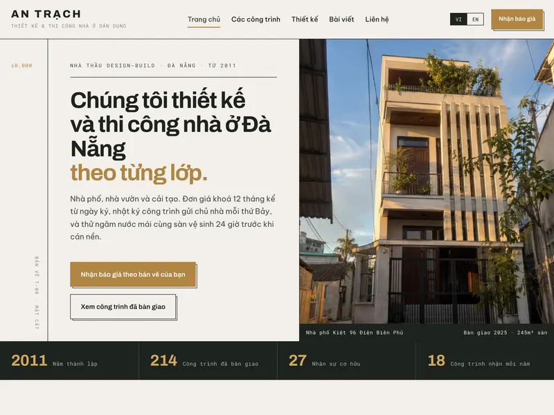 Nhà thầu xây nhà dân dụng — Bản vẽ mặt cắt cấu tạo theo từng lớp