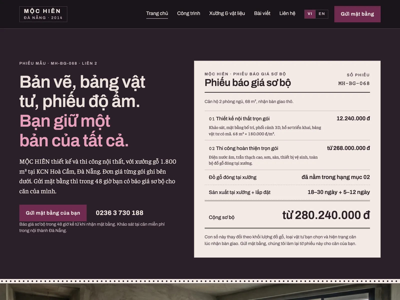 Nội thất thiết kế & thi công — Sổ giao việc hai liên giấy than