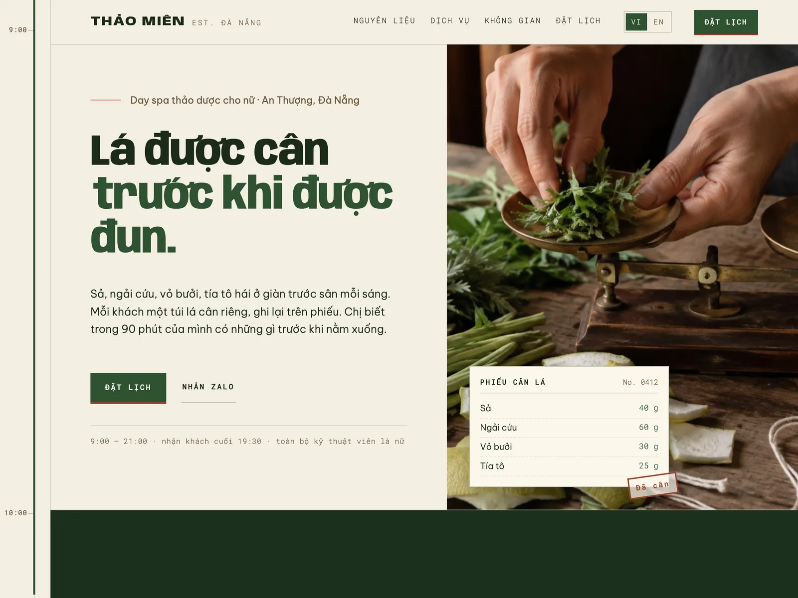 Spa dưỡng sinh thảo dược — Phiếu trị liệu hai liên giấy than